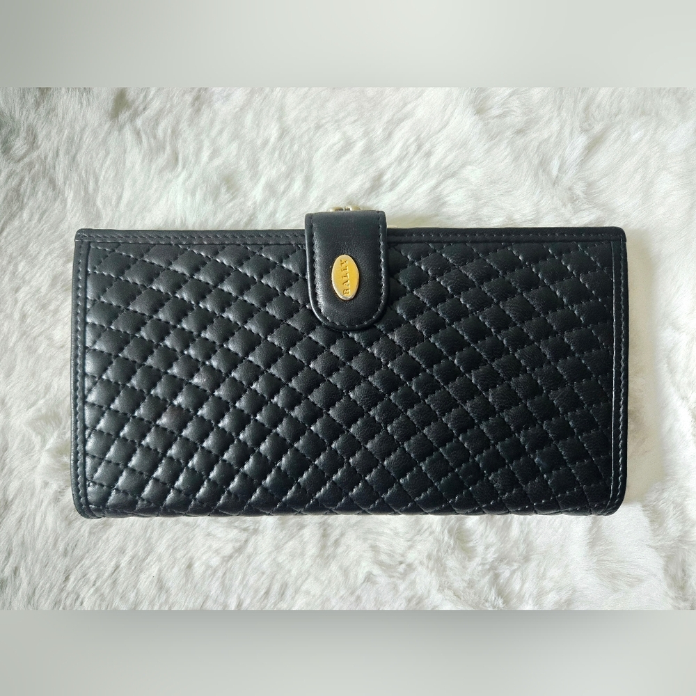 Bally Quilted Lambskin Leather Kisslock Long Wallet